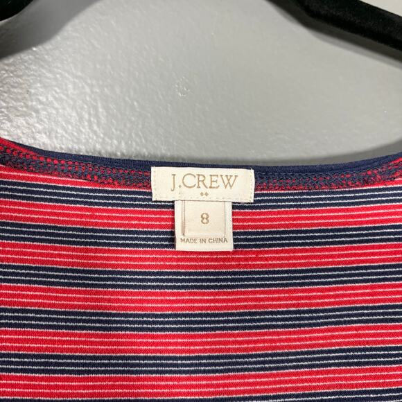 J Crew Women's Blue & Red Striped Preppy Nautical Dress - Size 8 - Pleated Skirt - Picture 6 of 8